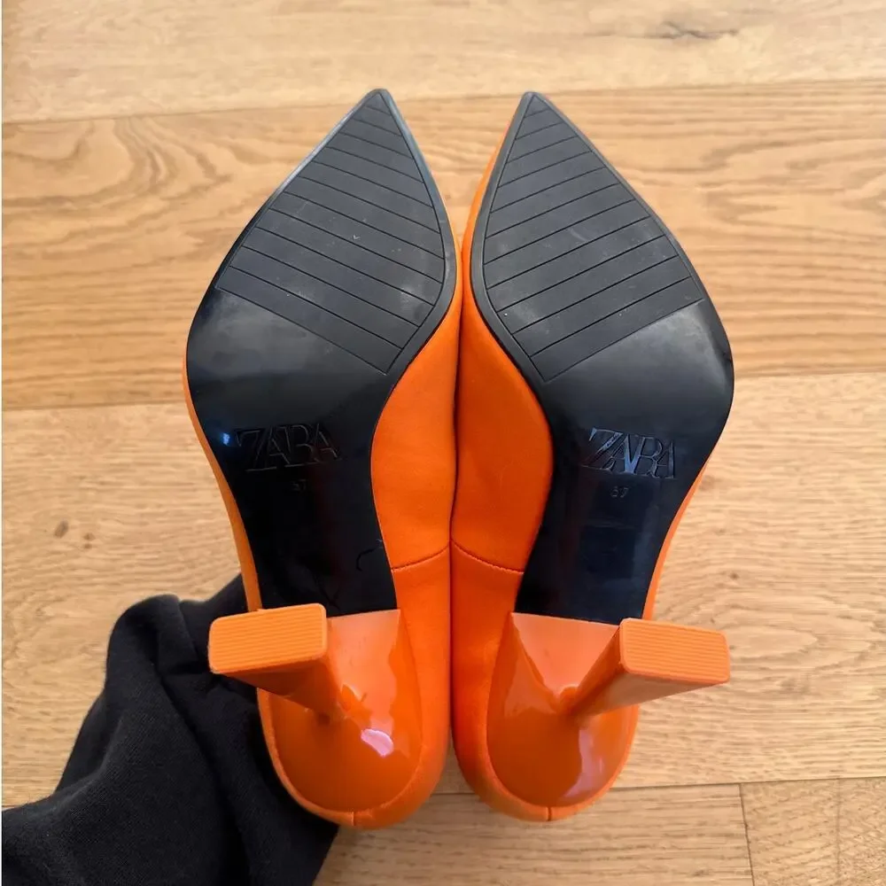 Zara - Pointed Toe Pumps in Orange